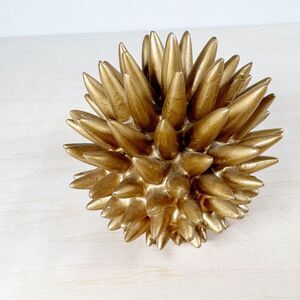 Nate Berkus Spikey Gold Brass  SEA‎ URCHIN Size 5.5"x4.5" Resin Mid Century Mod